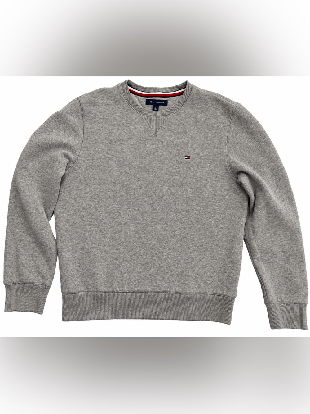 Tommy Hilfiger Mens M Gray Flag Logo Fleece Crewneck Sweatshirt